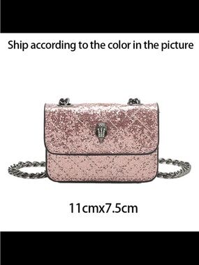 Kurt Geiger Rose Gold Glitter Mini Crossbody